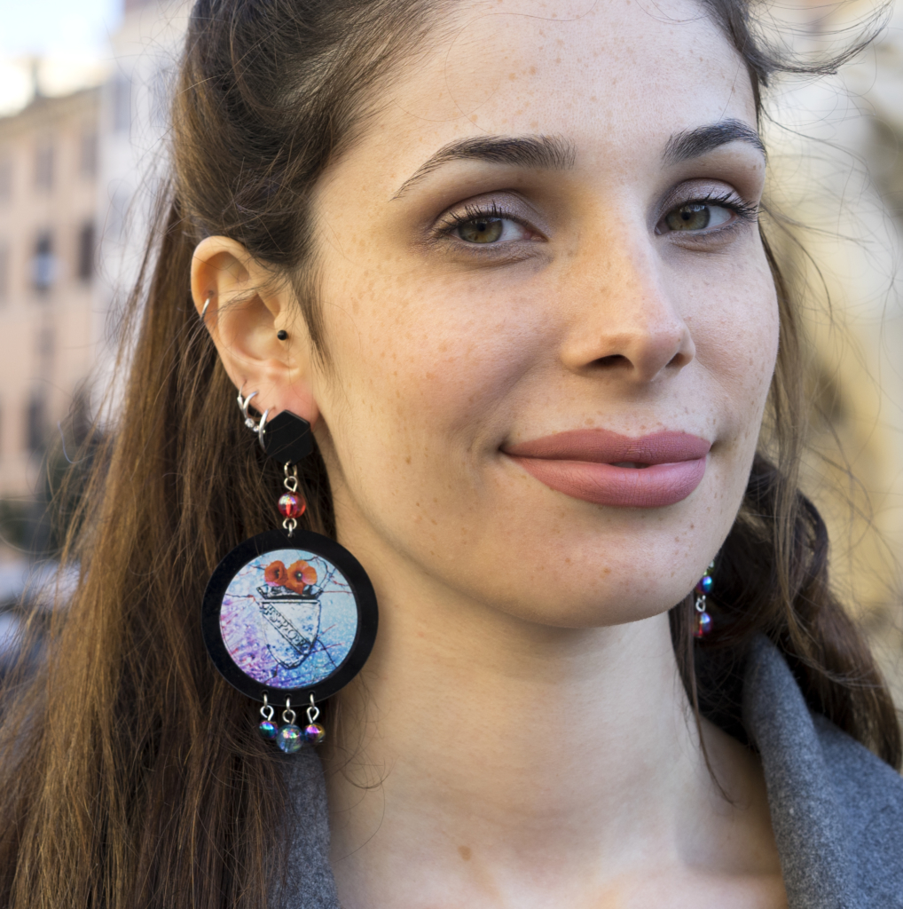 Earrings with SPQR Picture Printed