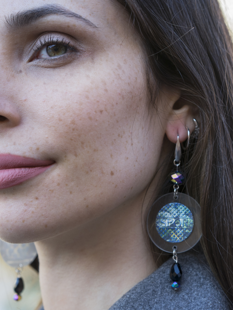 Earrings with SPQR Picture Printed
