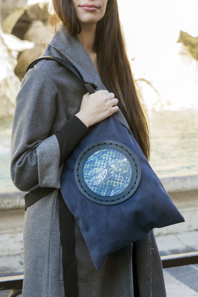 Blue Bag with SPQR Picture Printed